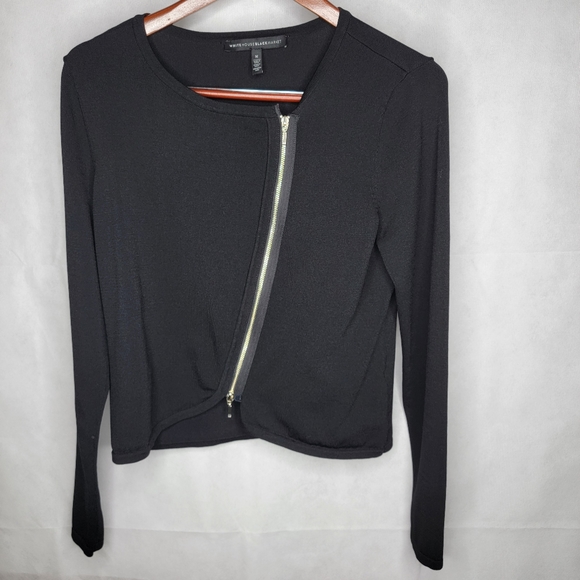 White House Black Market Tops - White House Black Market Moto Style Jacket Cardigan Top Black Zipper Closure M